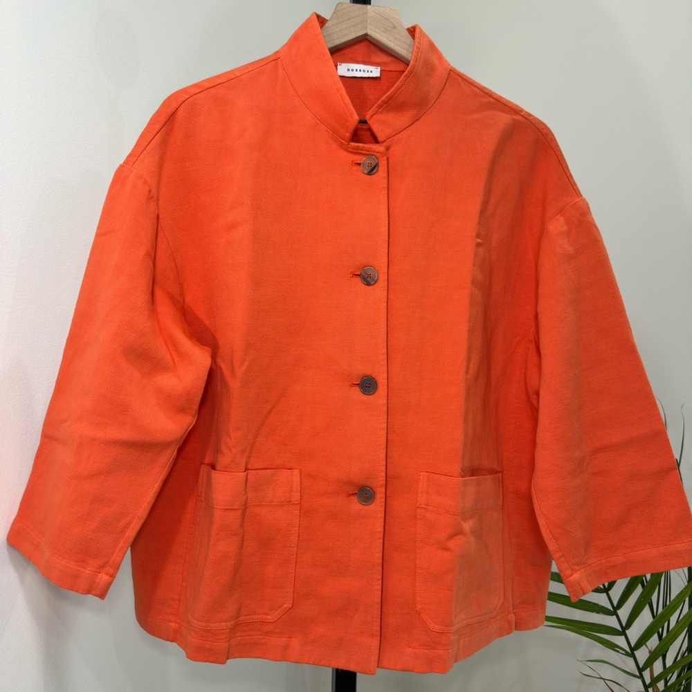 Rosso35 Italy Orange Linen Blend Jacket Size 44 (US L)